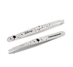 Tweezerman 101 Dalmatians slant tweezer front view for precise brow shaping.