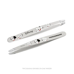 Tweezerman Disney 101 Dalmatians tips close-up for clean root hair removal.
