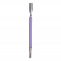 Tweezerman Dual Sided Pushy with purple handle for precise cuticle work.