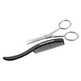 Tweezerman G.E.A.R. moustache scissors blade close-up for precise trimming