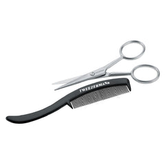 Tweezerman G.E.A.R. moustache scissors blade close-up for precise trimming