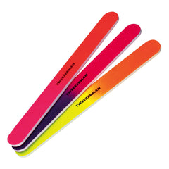 Tweezerman Neon Hot Nail Files front view showcases vibrant colors for easy grooming.