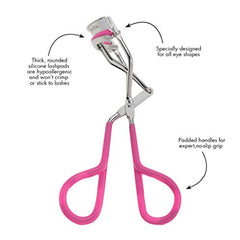 Tweezerman Neon Pink Comfort Grip Eyelash Curler comes with replacement pads for ongoing use