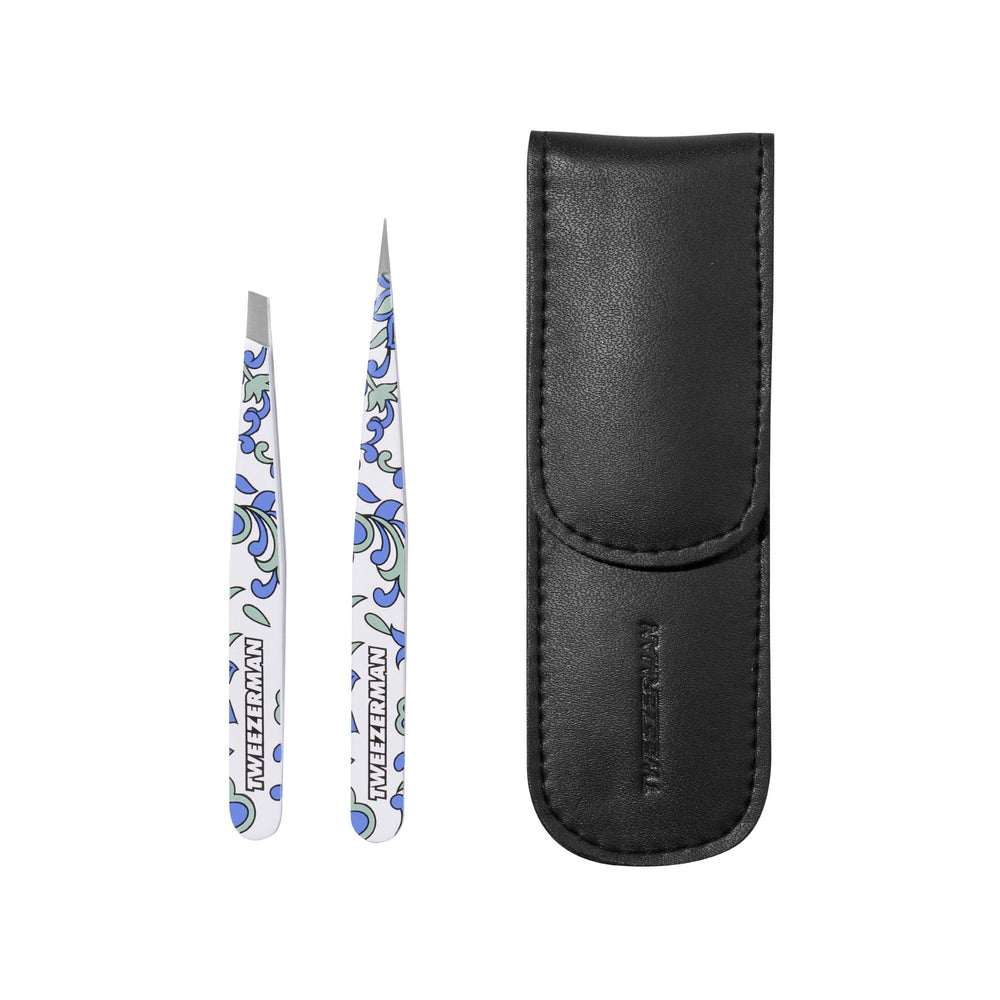 Tweezerman Paisley mini slant tweezer for precise brow shaping on the go.