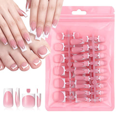 Uñas Tweruna Francesa Blanca mediana, cuadradas, para un look elegante.