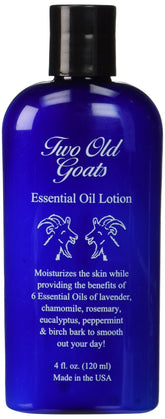 Two Old Goats Lotion 4 frasco con aceites esenciales para piel suave.