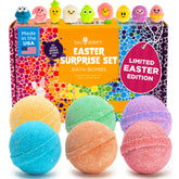Two Sisters Easter Bath Bombs packaging shown in bright gift-ready box for kids