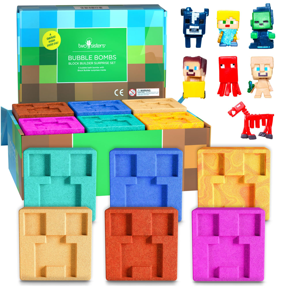 Two Sisters TNT Creeper 6-pack bath bombs with vibrant fizz for bath time fun