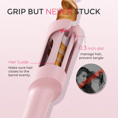 TYMO CURLPRO cool-touch anti-scald design visible for safe styling.