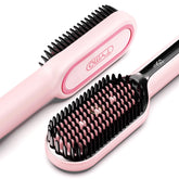 TYMO hair straightener brush with dense bristles for faster, smoother styling.