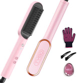 TYMO Ring hair straightener brush in pink for quick smoothing.