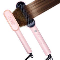 TYMO Ring Hair Straightener Brush in Sakura Pink for fast, salon-style straightening at home.