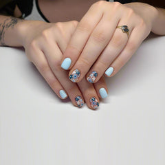Tyuimhx uñas pegables cuadradas cortas, acabado brillante para look moderno.