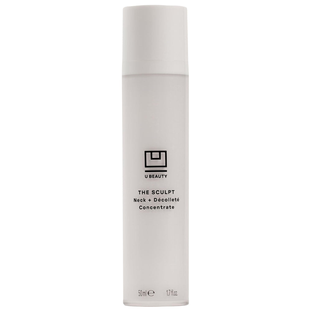 U Beauty SCULPT neck bottle shown for daily neck care ritual.