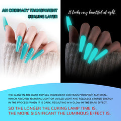 U-Shinein glow top coat blue glowing nails at night