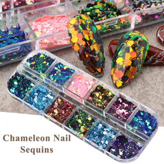 UARUOGP gradient mermaid glitter sequins ideal for two-tone nail designs.