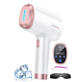 Ubroo IPL hair removal device on the face area with ice-cooling comfort for painless sessions.