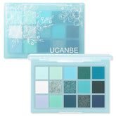UCANBE 15-color palette open packshot showcasing full shade range for versatile eye looks.