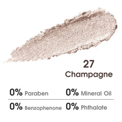 UCANBE Champagne Shimmer swatches show rich pigmentation across matte, shimmer, and glitter shades.
