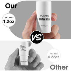 UCANBE Glitter stick on body provides radiant glow during performances.