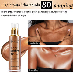UCANBEMAKEUP Shimmer Oil bronze-gold sheen closeup on skin.