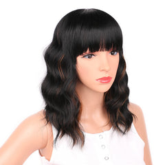 Ucubb wavy bob wig bangs closeup highlights style and volume