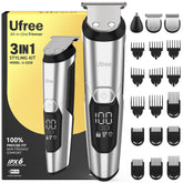 Ufree 3-in-1 beard trimmer kit front view for precise grooming and portability.