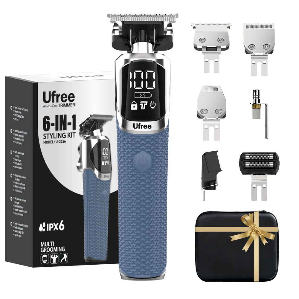 Ufree 6-in-1 attachments enable precise facial and body grooming