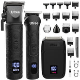 Ufree beard trimmer close-up blades for precise edge trimming and smooth skin.