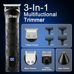 Ufree electric razor with LCD display shows battery status for easy planning.