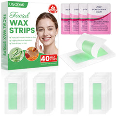 UGODAR face wax strips pack provides gentle, hypoallergenic facial hair removal for all skin types.