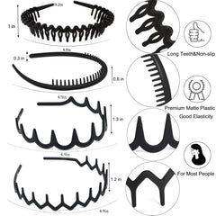 Diademas ULTIMUTE de plástico negro mate con dientes para peinado estable