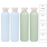 UMETASS travel shampoo bottles in blue and green, lightweight and ready for two-week trips
