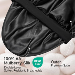 Gorro Umisleep negro para dormir, reduce fricción y evita enredos