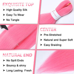 Umylar pink braiding hair display with crochet needle and accessories