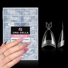 UNA GELLA almond nail tips half-cover 216pcs for quick salon-ready extensions.