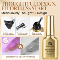 UNA GELLA clear nail tips with long-lasting finish.