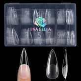 UNA GELLA long stiletto nail tips, clear full cover, durable daily wear.
