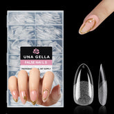 UNA GELLA medium almond nail tips – full cover clear for seamless extensions.