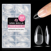 UNA GELLA medium almond nail tips with half-matte finish for long wear.
