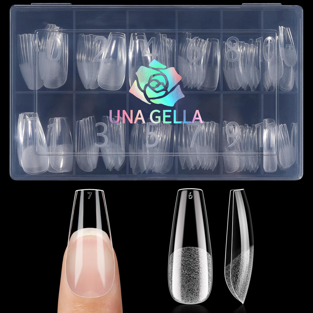 UNA GELLA medium coffin nail tips box—120 pieces for quick salon-quality extensions.