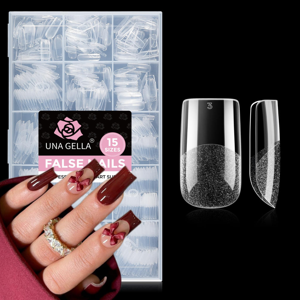 UNA GELLA Nail Tips medianas, forma cuadrada para ajuste preciso sin limar