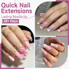 UNA GELLA square nail tips close-up showing clear tips for natural-looking extensions.