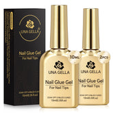 UNA GELLA nine-in-one glue bottle close-up for versatile nail tip and base gel use.