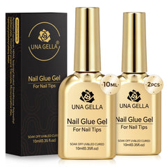 UNA GELLA nine-in-one glue bottle close-up for versatile nail tip and base gel use.