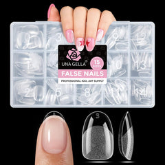 UNA GELLA Oval Nail Tips front view shows crisp shape for color application