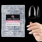 UNA GELLA puntas de uñas en almendra corta, vista clara para extensión rápida y natural