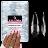 UNA GELLA puntas estileto largas, extensión clara para manicura en casa.