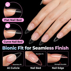 Puntas de gel estileto transparentes UNA GELLA para aspecto natural y coloración