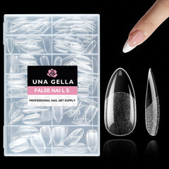 UNA GELLA, puntas uñas almendra claras 216p, cobertura clara para extensiones duraderas.